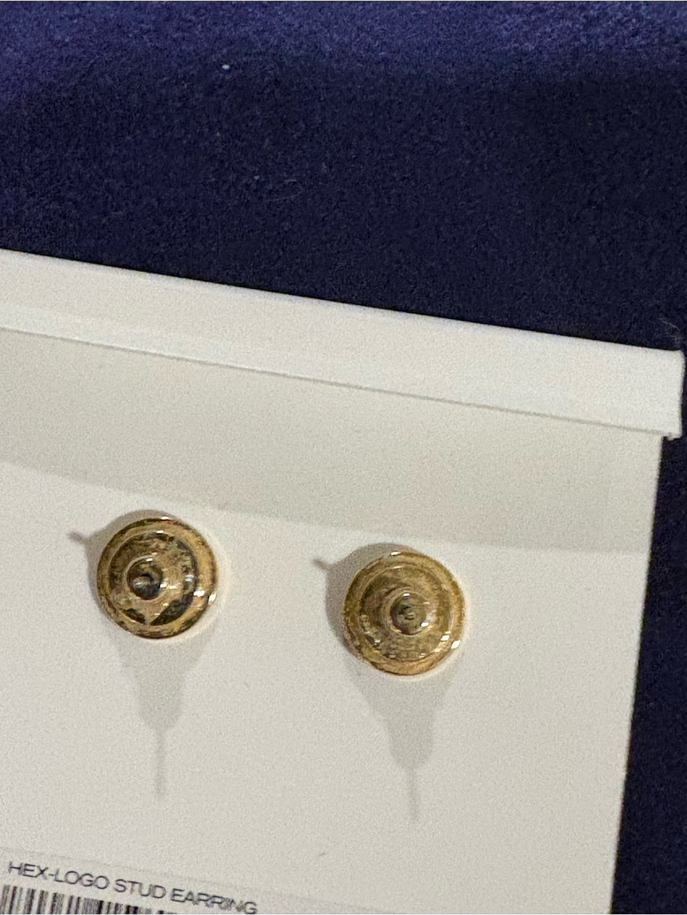 Tory Burch Shiny Gold Round Logo Stud Earrings - Picture 2 of 5